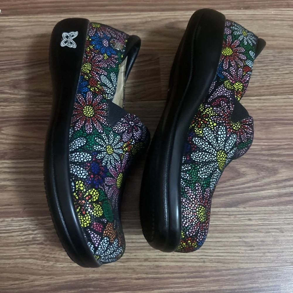 Alegria Black Multicolor Floral Slip-On Clogs with Mosaic Flowers - Picture 4 of 9